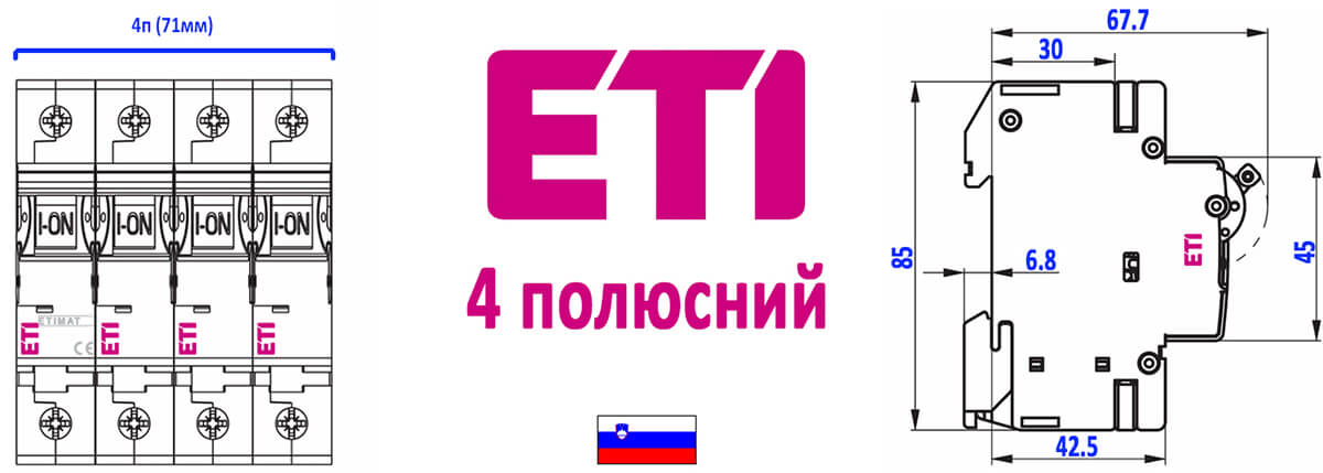 Чотириполюсні автомати ETI 4P