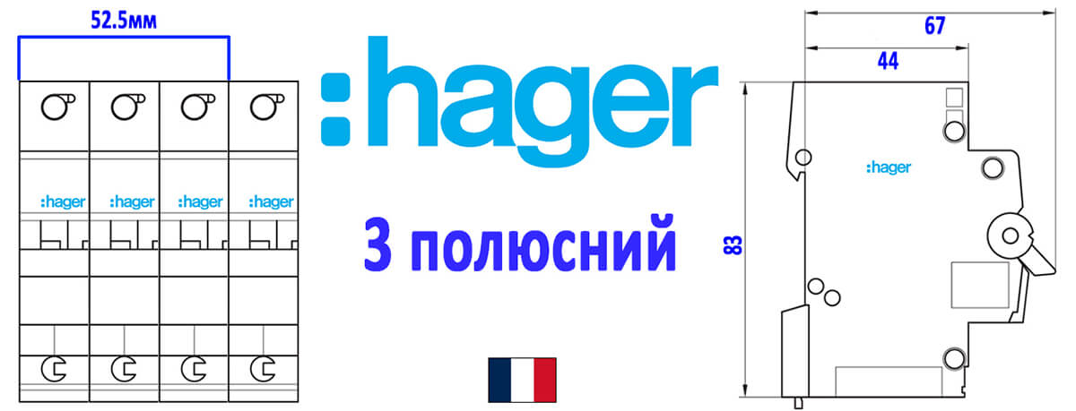 автомати Hager 3p триполюсні