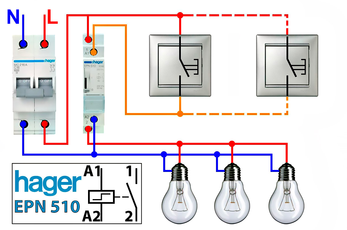 Схема підключення Hager EPN510