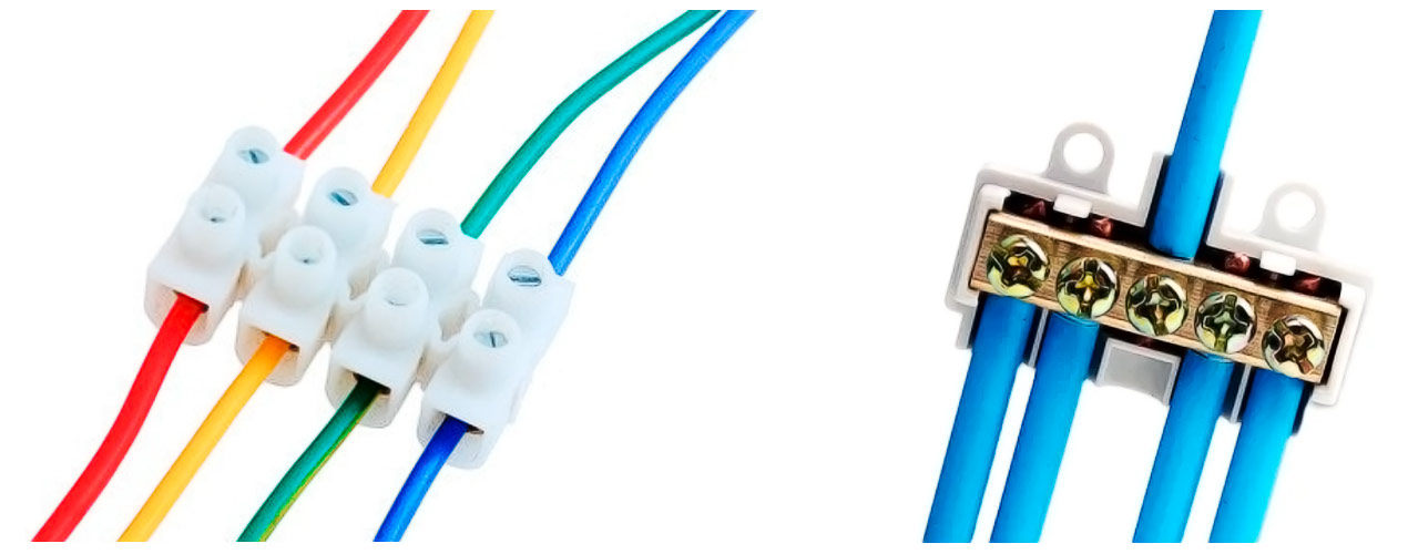 Соединение кабелей и проводов с помощью клемм или клеммных колодок