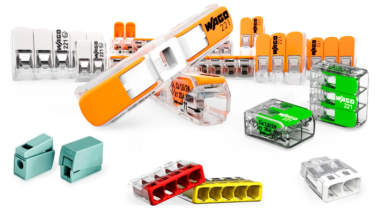 Соединение проводов и кабелей с помощью самозажимных клемм Wago