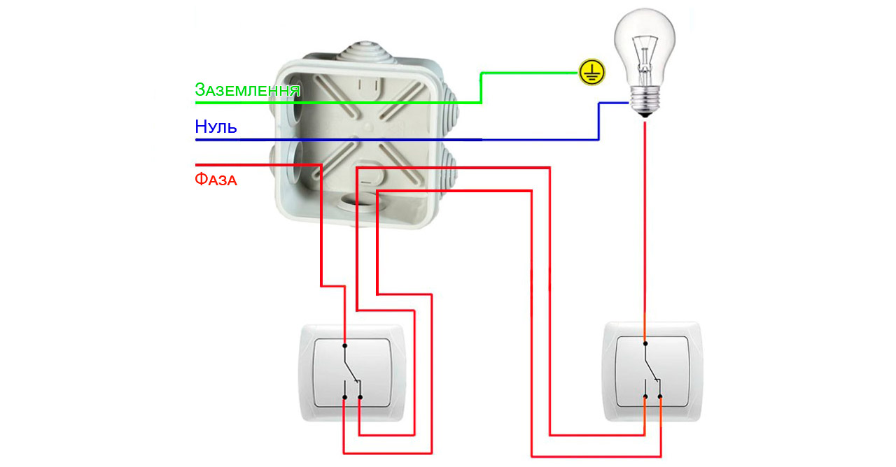 Схема увімкнення лампочки з двох місць