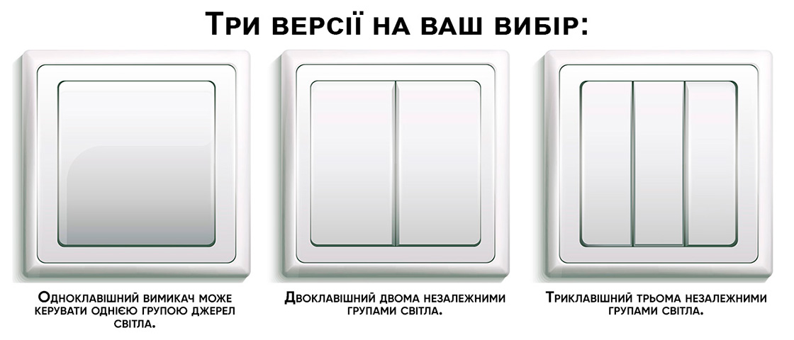 Одноклавішні, двоклавішні та триклавішні прохідні вимикачі