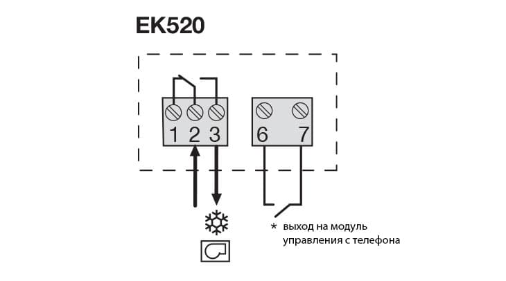Магазин електрики - Hager EK520 схема підключення термостата