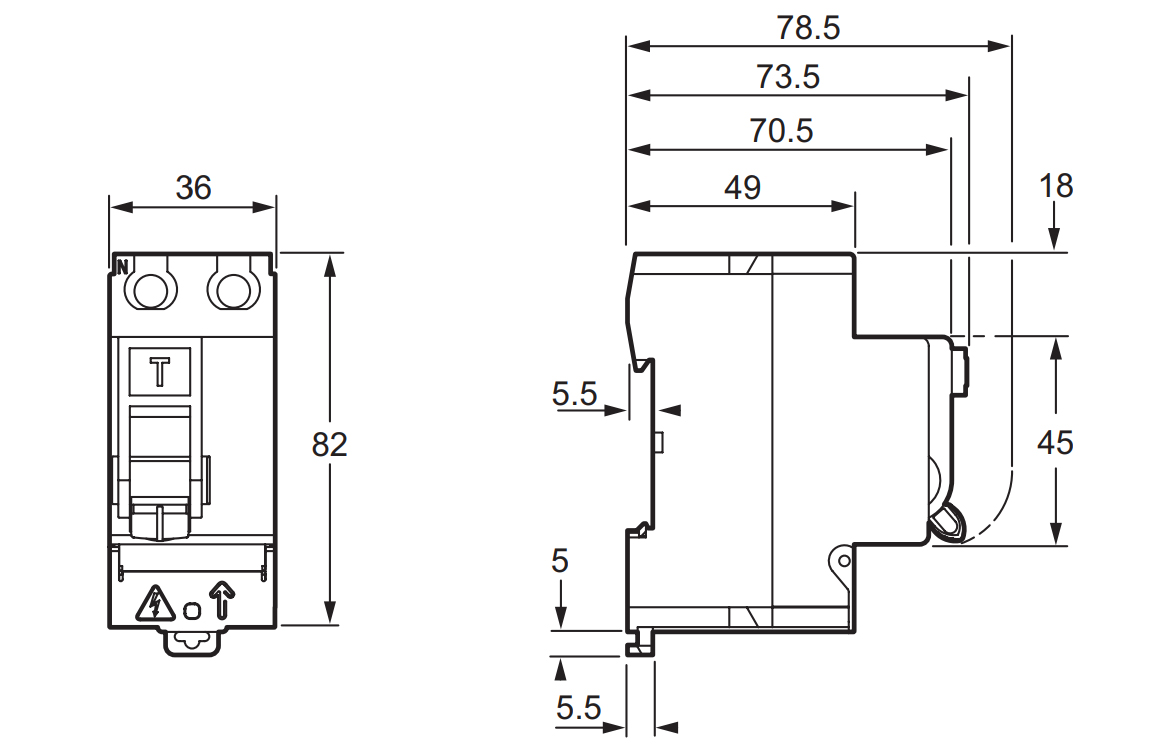 Габариты, размеры дифреле Schneider Electric R9R52240 Resi9