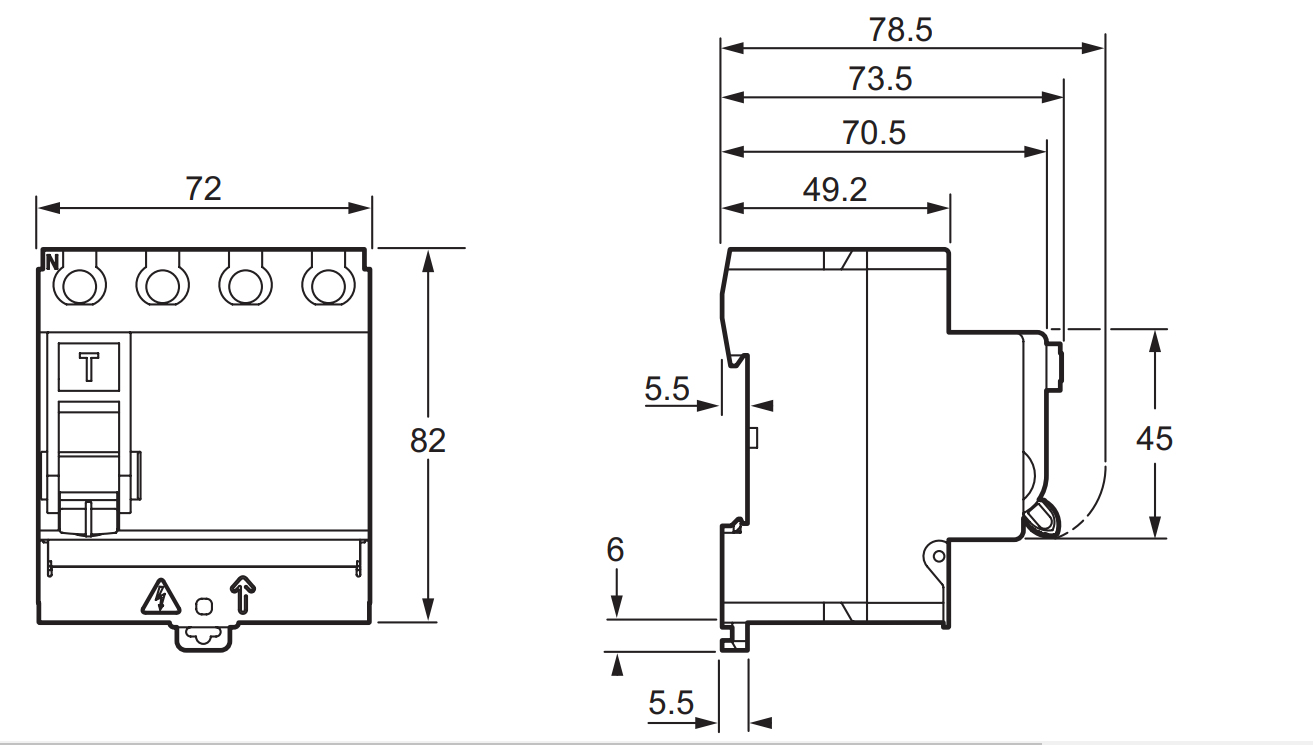 Габариты, размеры дифреле Schneider Electric R9R52440 Resi9