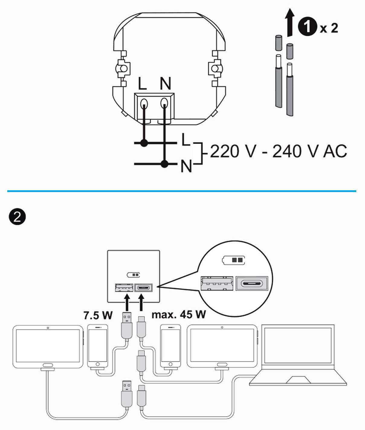 Підключення розетки USB Schneider Electric Asfora EPH2700221