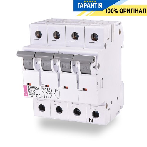 Автоматический выключатель ETI ETIMAT 6 3p+N C 6А (6 kA) 2146512