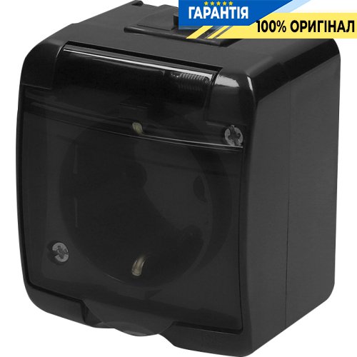 Розетка 1-а з з/к Schuko RHE-1sd-BL (чорн./прозора кришка, IP54) ETI Hermetics 4668090