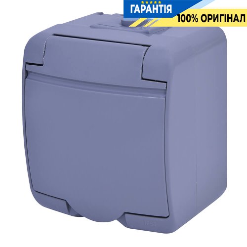 Розетка 1-а с з/к Schuko RHE-1s-SR (серая/серая крышка, IP54) ETI Hermetics 4668070