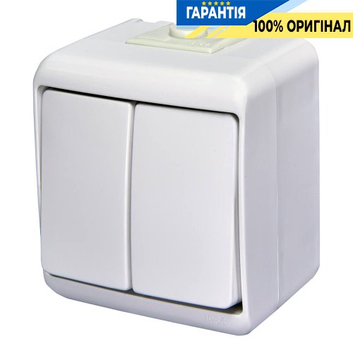 Выключатель 2-кл с подсветкой VHE-2L (белый, IP54) ETI Hermetics 4668008