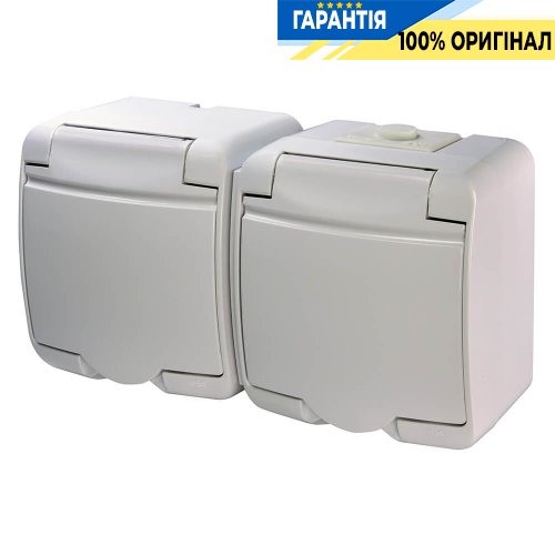 Розетка 2-я  с з/к Schuko RHE-2s (белая/белая крышка, IP54) ETI Hermetics 4668019