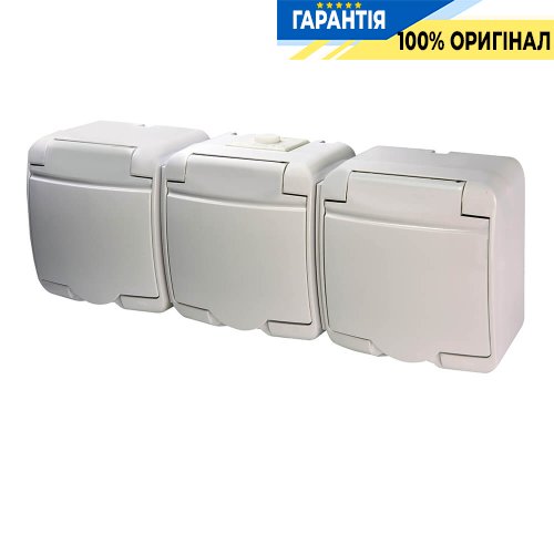 Розетка 3-я с з/к Schuko RHE-3s (белая/белая крышка, IP54) ETI Hermetics 4668023
