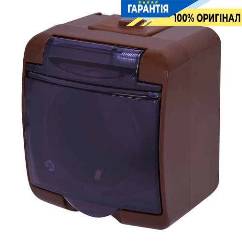 Розетка 1-а з з/к Schuko RHE-1sd-KR (коричн./прозора кришка, IP54) ETI Hermetics 4668051