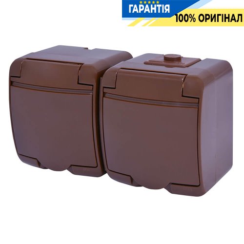 Розетка 2-а з з/к Schuko RHE-2s-KR (коричн./коричн. кришка, IP54) ETI Hermetics 4668052