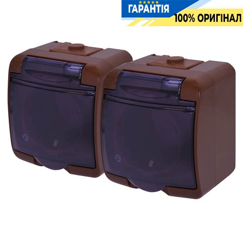 Розетка 2-а з з/к Schuko RHE-2sd-KR (коричн./прозора кришка, IP54) ETI Hermetics 4668053