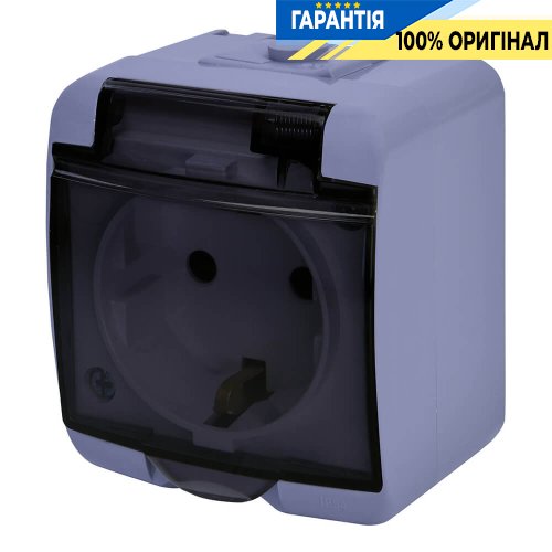 Розетка 1-а с з/к Schuko RHE-1sd-SR (серая/прозрачная крышка, IP54) ETI Hermetics 4668071