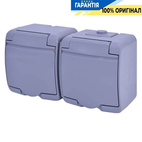 Розетка 2-я с з/к Schuko RHE-2s-SR (серая/серая крышка, IP54) ETI Hermetics 4668072