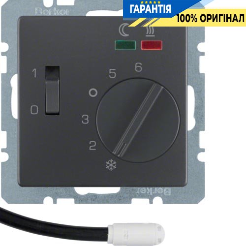 Термостат для пола, с датчиком, 16А/250В, антрацит, «Q.1» «Q.3» «Q7» Berker 20346086