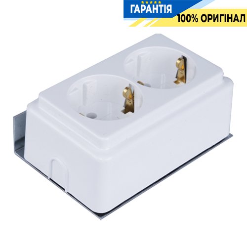 Розетка подвійна накладна з/к (Schuko 230V/16А) ETI ECMEDIA-2xSCH з кріпленням