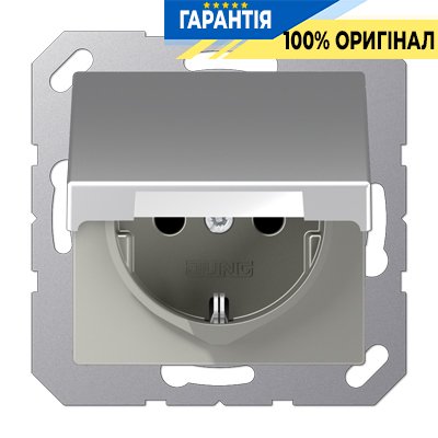 Розетка с з/к и с крышкой 230V/16A Jung Eco Profi EP421KLAL, алюминий
