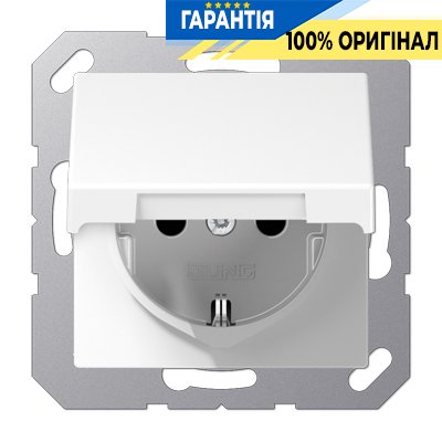 Розетка с з/к и с крышкой 230V/16A Jung Eco Profi EP1420KLWW, белый