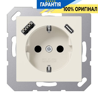 Розетка SCHUKO с USB тип AC, Jung арт. A1520-15CA, слоновая кость