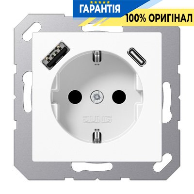 Розетка SCHUKO с USB тип AC, Jung арт. A1520-15CAWW, белый