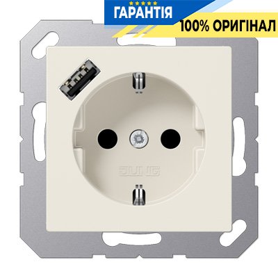 Розетка SCHUKO із USB тип A, Jung арт. A1520-18A, слонова кістка