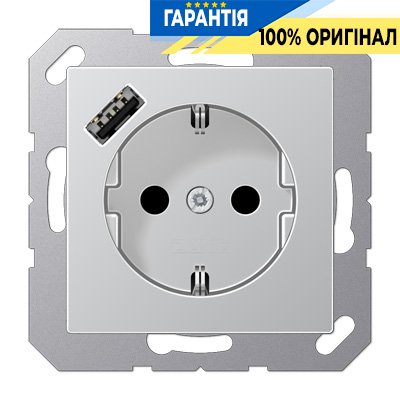 Розетка SCHUKO с USB тип A, Jung арт. A1520-18AAL, алюминий