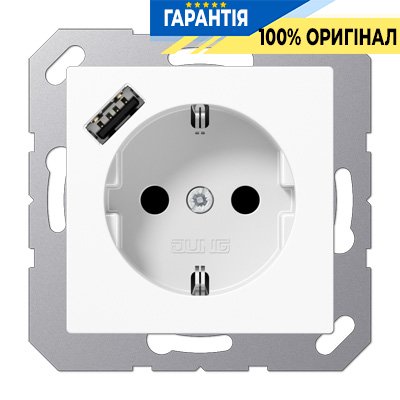 Розетка SCHUKO с USB тип A, Jung арт. A1520-18AWW, белый