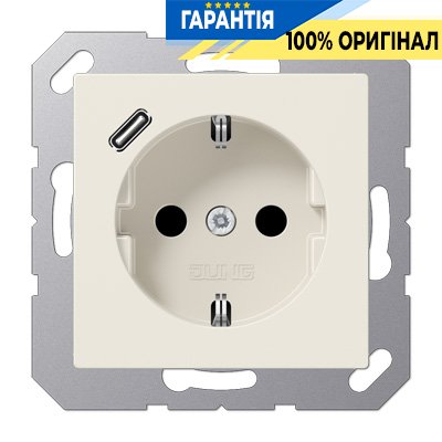 Розетка SCHUKO с USB тип C, Jung арт. A1520-18C, слоновая кость