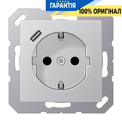 Розетка SCHUKO із USB тип C, Jung арт. A1520-18CAL, алюміній