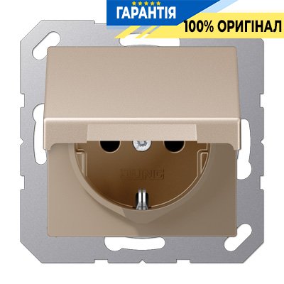 Розетка із З/К 16A/250V з кришкою, Jung Eco Profi EP1420KLCH, шампань