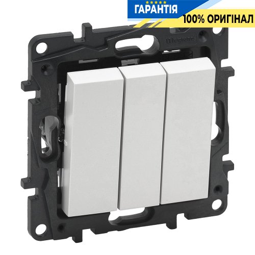 Вимикач 3-кл 20А, гвинтові клеми, Legrand Niloe Step 863103, білий