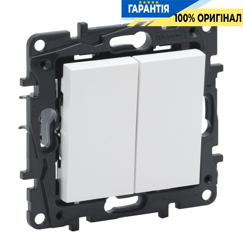 Вимикач 2-кл 10А, автоматичні клеми, Legrand Niloe Step 863105, білий