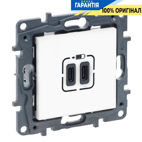 Розетка USB Тип С+C 15 Вт 5 В Legrand Niloe Step 863139, белый