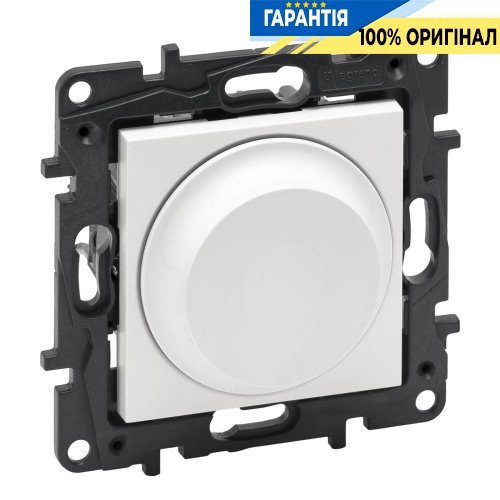 Світлорегулятор поворотний 300Вт всі навантаження Legrand Niloe Step 863152, білий