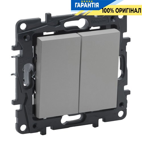 Выключатель 2-кл 10А, автоматические клеммы, Legrand Niloe Step 863305, алюминий