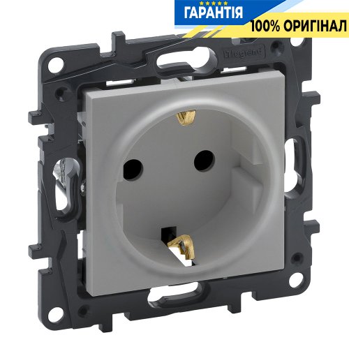 Розетка із з/к зі шторками 16А, 250 В, автоматичні клеми, Legrand Niloe Step 863320, алюміній