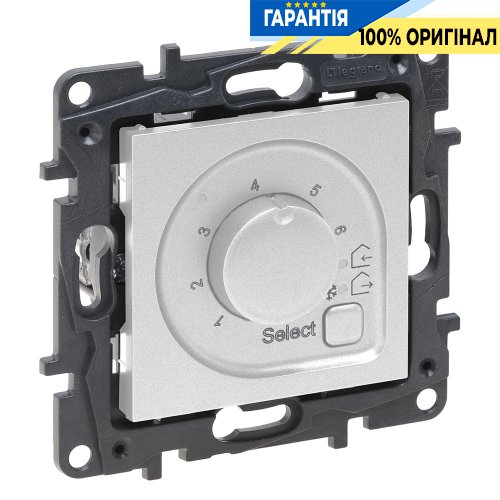 Термостат для теплої підлоги 16А 230ВА Legrand Niloe Step 863342, алюміній