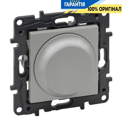 Світлорегулятор поворотний 300Вт всі навантаження Legrand Niloe Step 863352, алюміній