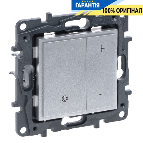 Светорегулятор клавишный 400Вт все нагрузки Legrand Niloe Step 863353, алюминий