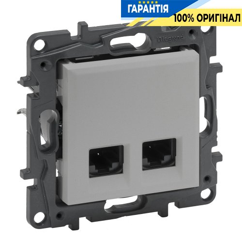 Розетка комп'ютерна 2XRJ45 CAT6 FTP Legrand Niloe Step 863362, алюміній