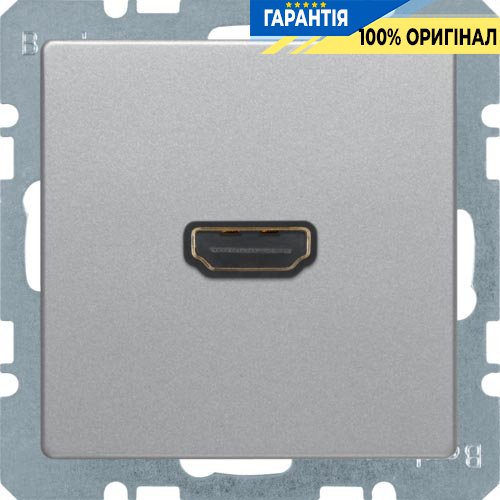 HDMI-розетка, підключення ззаду під кутом 90 град., Алюміній, Berker «Q.1» «Q.3» «Q7» 3315436084