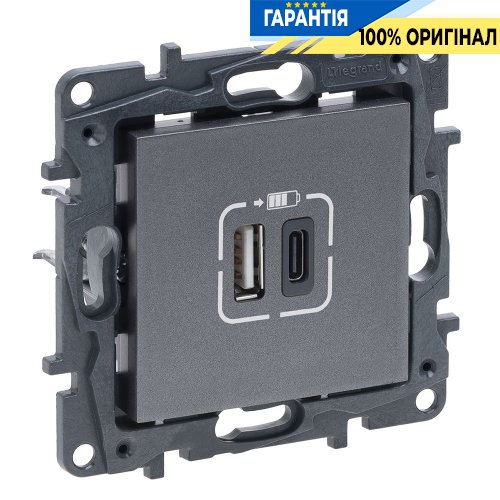 Розетка USB Тип А+C 12Вт+15Вт 5 В Legrand Niloe Step 863440