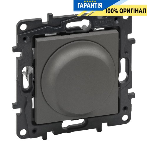 Светорегулятор поворотный 300Вт все нагрузки Legrand Niloe Step 863452, cталь