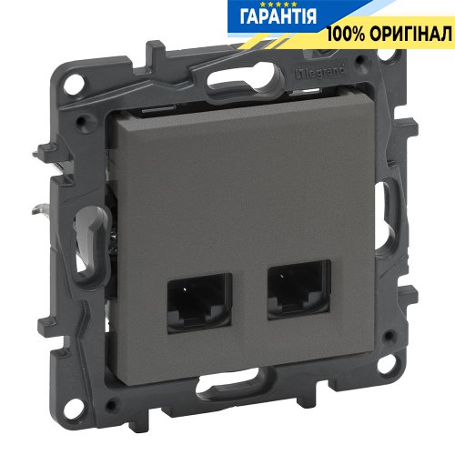 Розетка компьютерная 2XRJ45 CAT5e UTP Legrand Niloe Step 863460, cталь