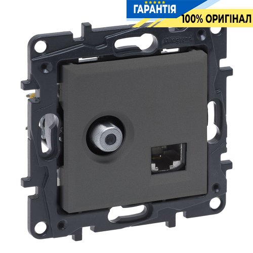 Розетка комбінована TV тип F та RJ45 CAT6 UTP Legrand Niloe Step 863477