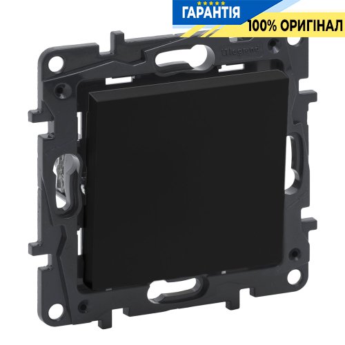 Вимикач кнопковий 1-кл 6А, автоматичні клеми, Legrand Niloe Step 863509, чорний